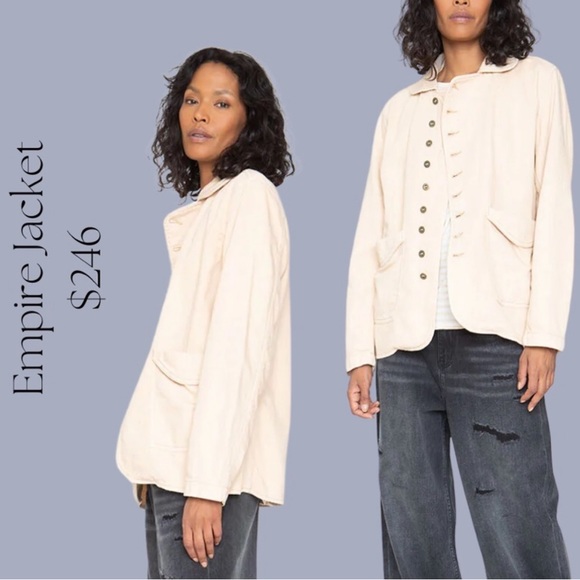 Free People X Sandrine Rose Oversized Empire Jean Jacket In Cream. NWT! Sz M & L - Picture 1 of 16